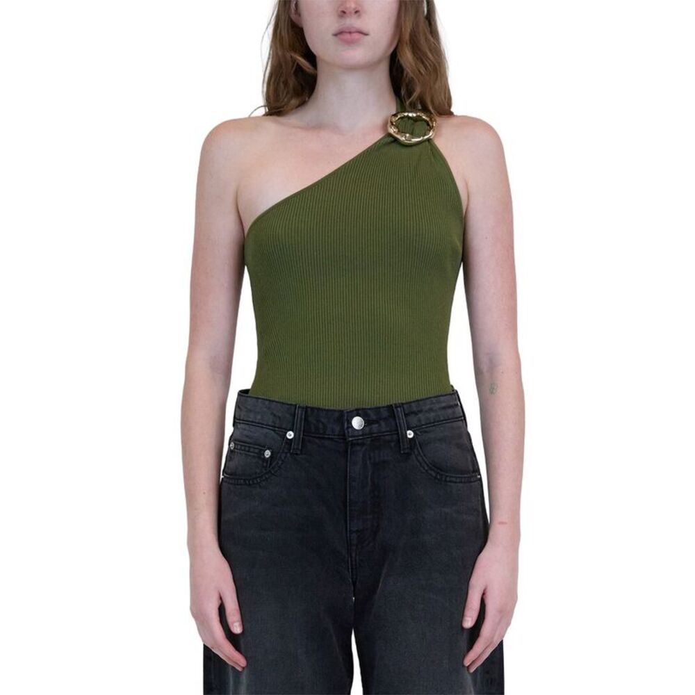 Simkhai Womens  Fenix One Shoulder Top, Green